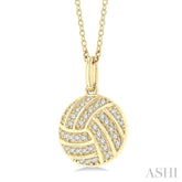 1/6 ctw Petite Volleyball Round Cut Diamond Fashion Pendant With Chain in 10K Yellow Gold